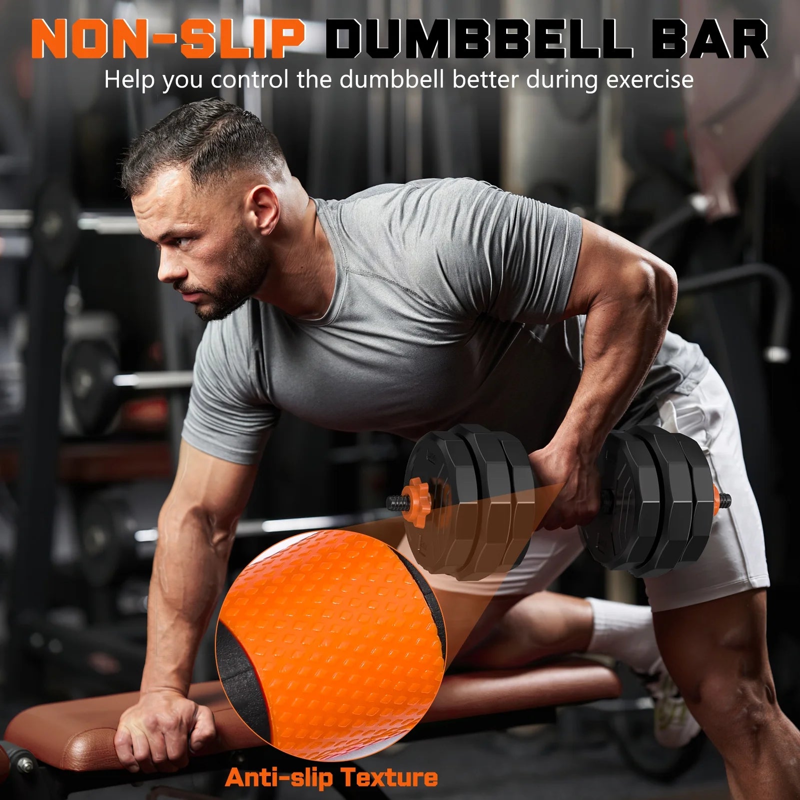 66 lb 4-in-1 Adjustable Dumbbell Set with Connector - Versatile Free Weight System for Barbell, Kettlebell, and Push-Up Stand Exercises for Home Gym - Suitable for Men and Women