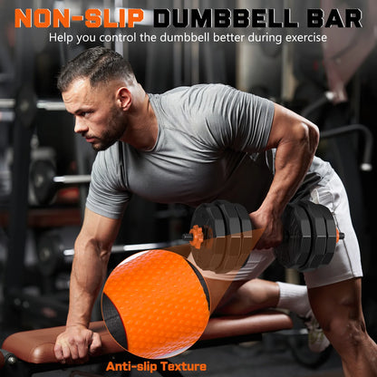 66 lb 4-in-1 Adjustable Dumbbell Set with Connector - Versatile Free Weight System for Barbell, Kettlebell, and Push-Up Stand Exercises for Home Gym - Suitable for Men and Women
