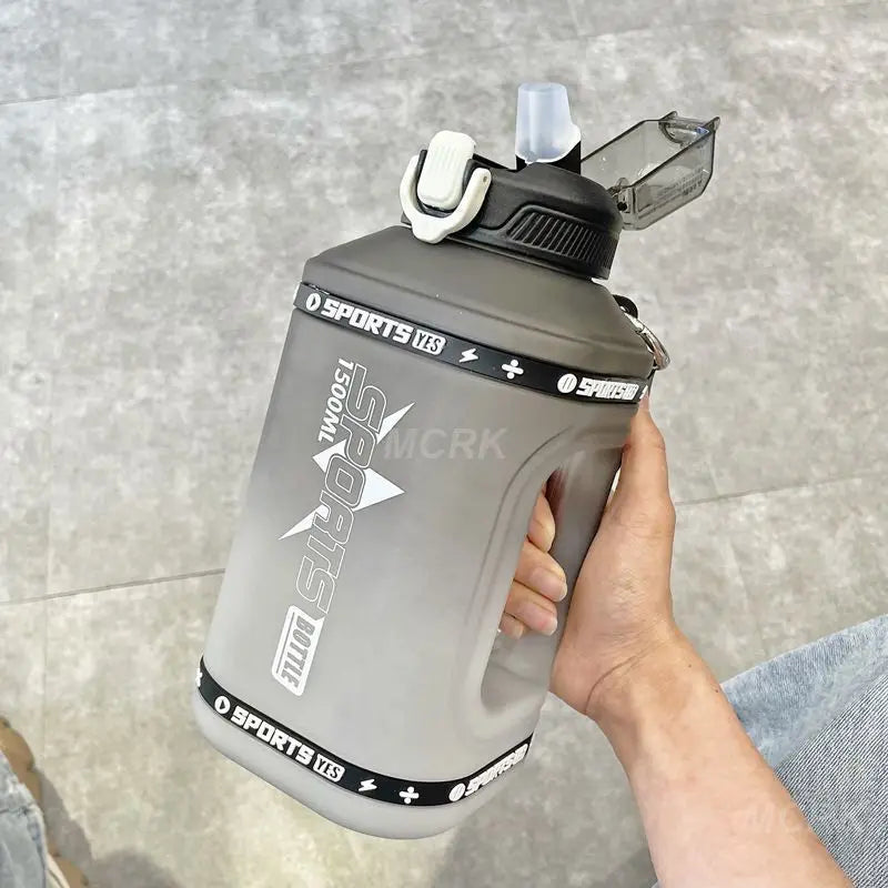Premium Portable 1.5 Liter Silicone Sports Water Bottle with Straw - Bulk Wholesale Available