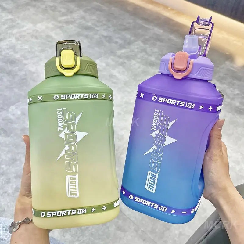 Premium Portable 1.5 Liter Silicone Sports Water Bottle with Straw - Bulk Wholesale Available