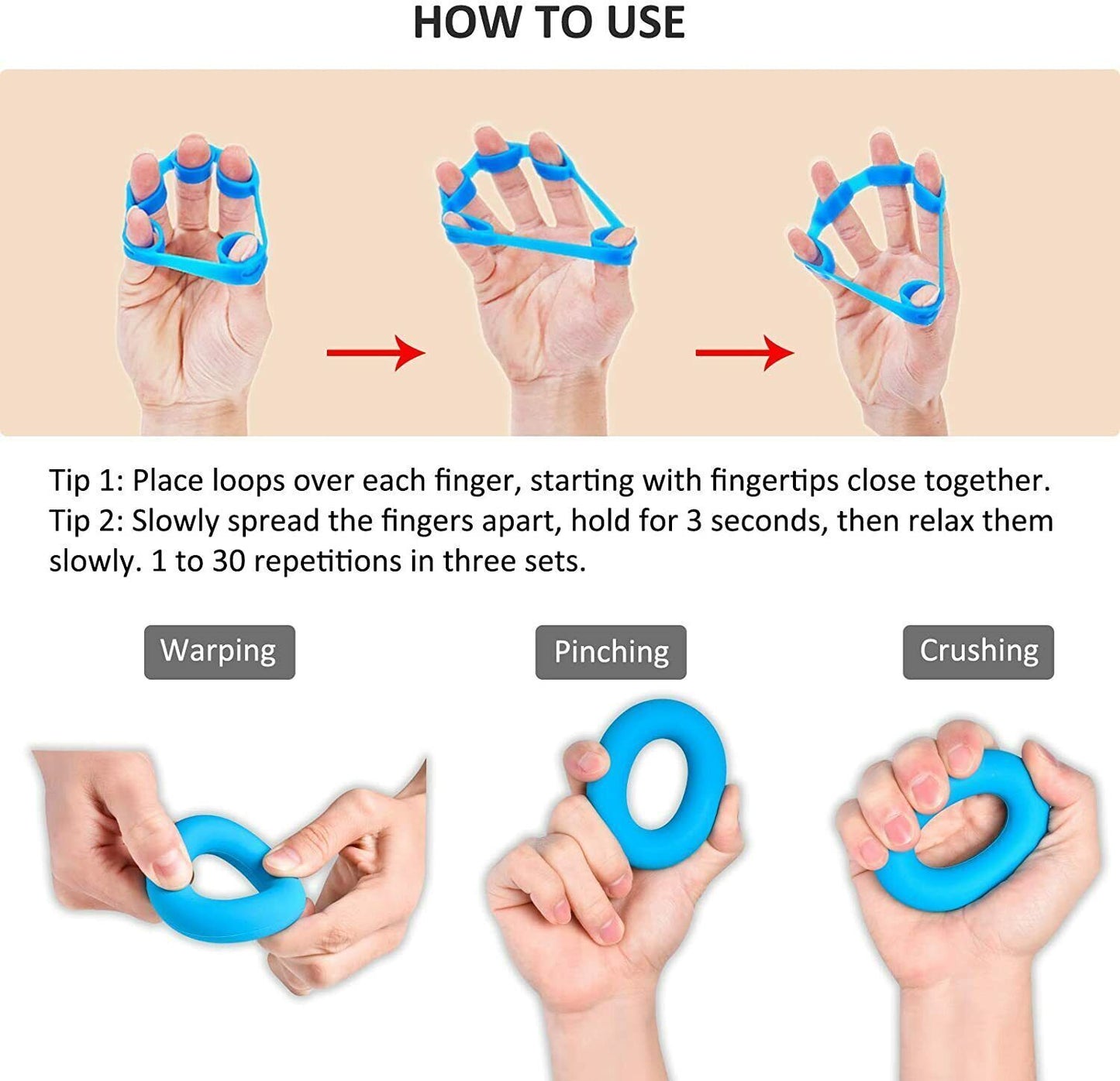 Finger and Hand Strengthening Resistance Band for Forearm and Grip Training