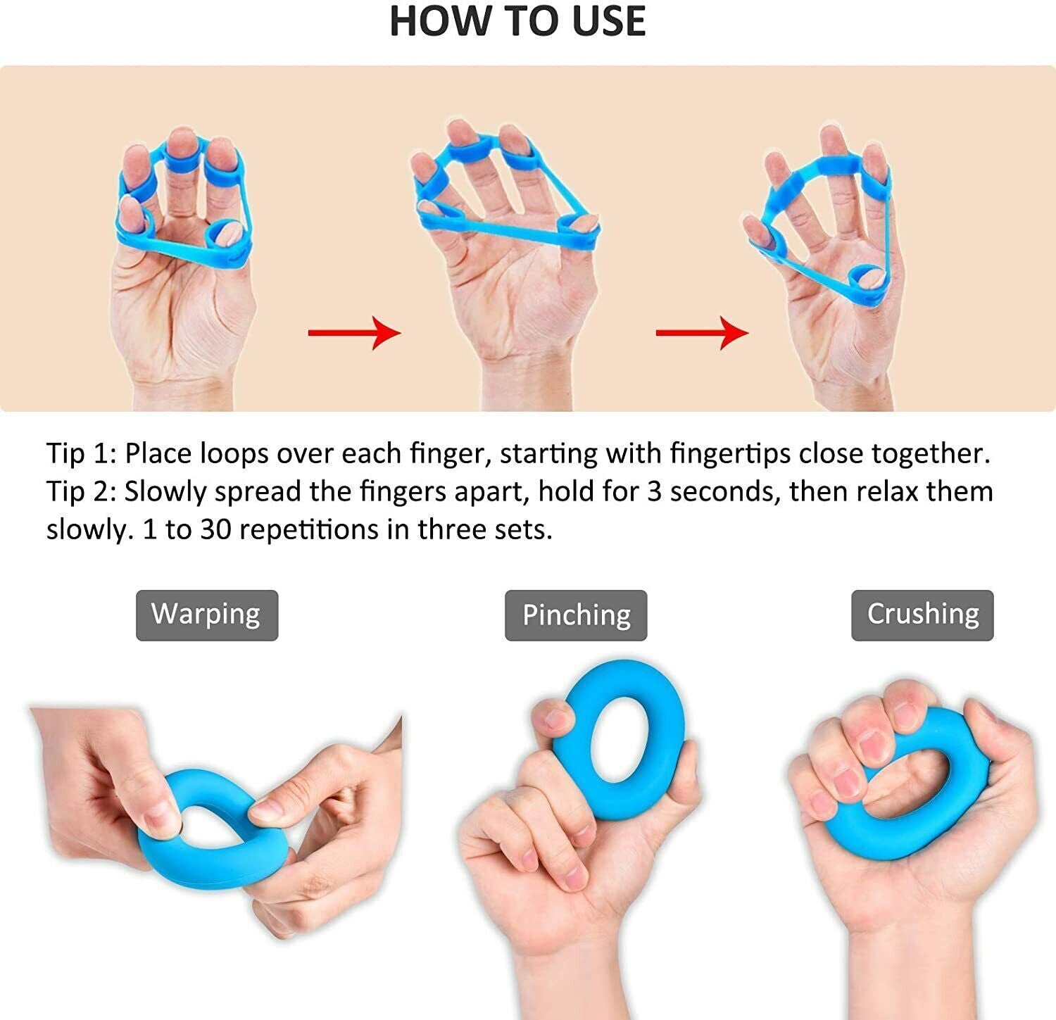 Finger and Hand Strengthening Resistance Band for Forearm and Grip Training