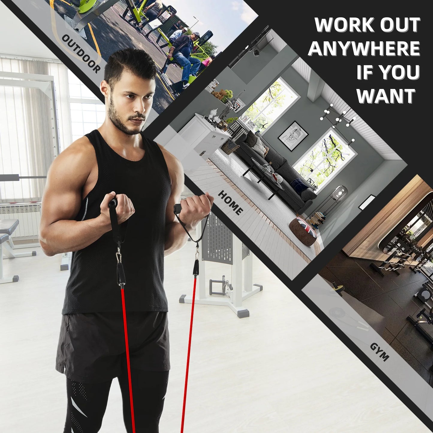 Resistance Bands Set Exercise Bands with Handles Heavy Resistance Training Physical Therapy Home Workouts